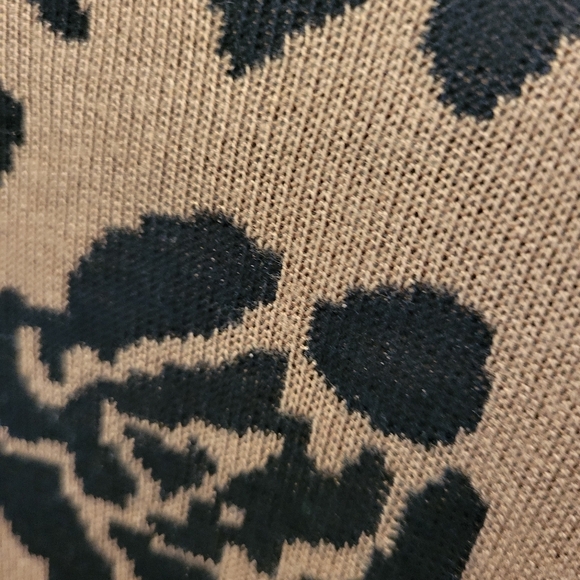 Vintage Faded Glory Fine Knit Cardigan Sweater In Brown Florals Matching BELT - Picture 7 of 7